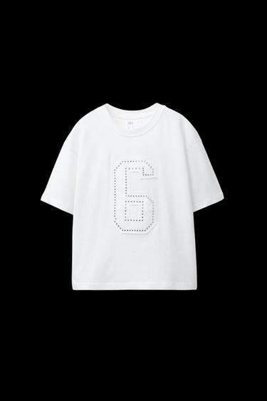 RHINESTONE NUMBER T-SHIRT - White by Zara