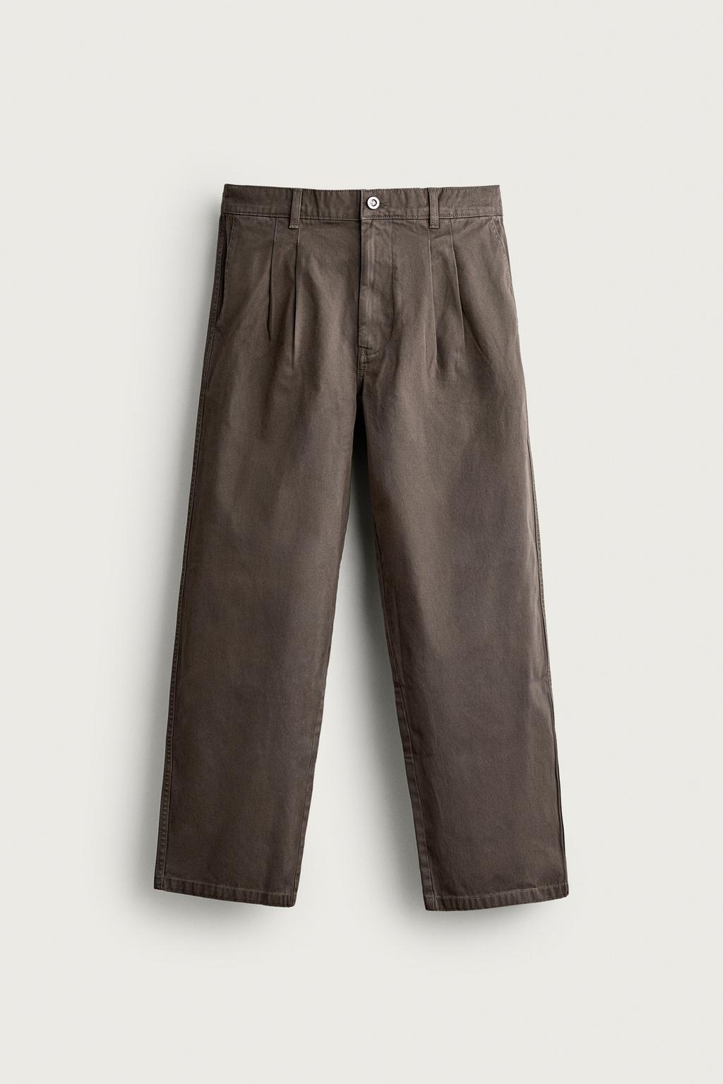 WASHED RELAXED FIT PLEATED TROUSERS