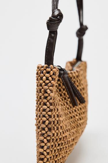 BEADED SHOULDER BAG - Brown by Zara - Image 1