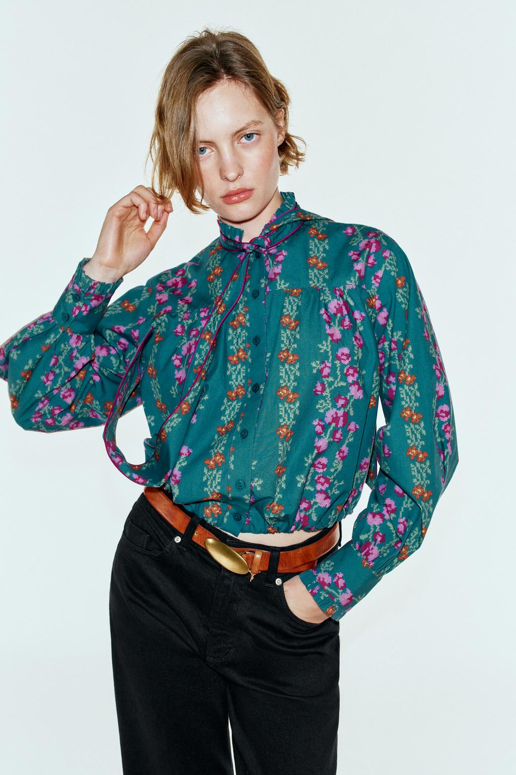 FLORAL PRINT BALLOON SHIRT