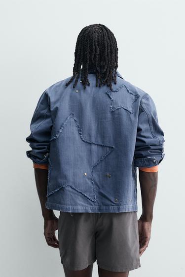 SURCHEMISE À PIÈCES ÉTOILES - Bleu encre de Zara - Image 2