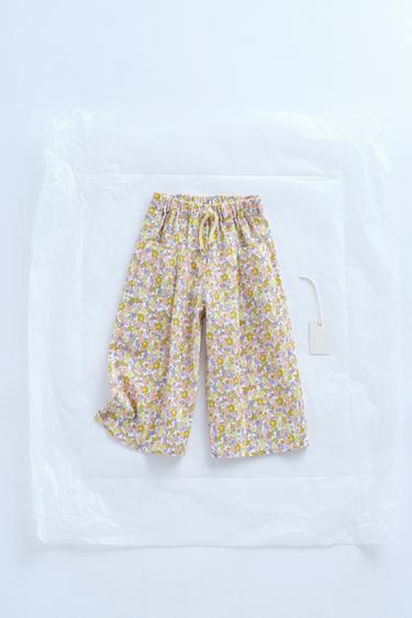 TIMELESS - PANTALÓN CULOTTE FLORES - Albaricoque de Zara