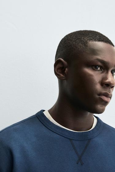 FADED CREW NECK SWEATSHIRT - Blue by Zara - Image 4