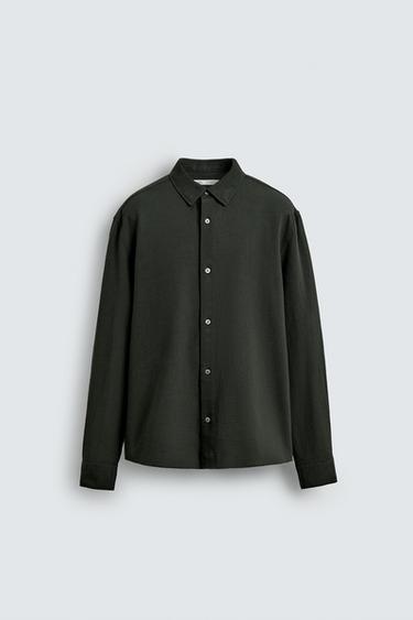 TEXTURED CHECK SHIRT - Dark green by Zara