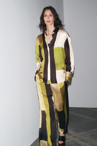 SATIN PRINTED TROUSERS - Green by Zara - Image 5