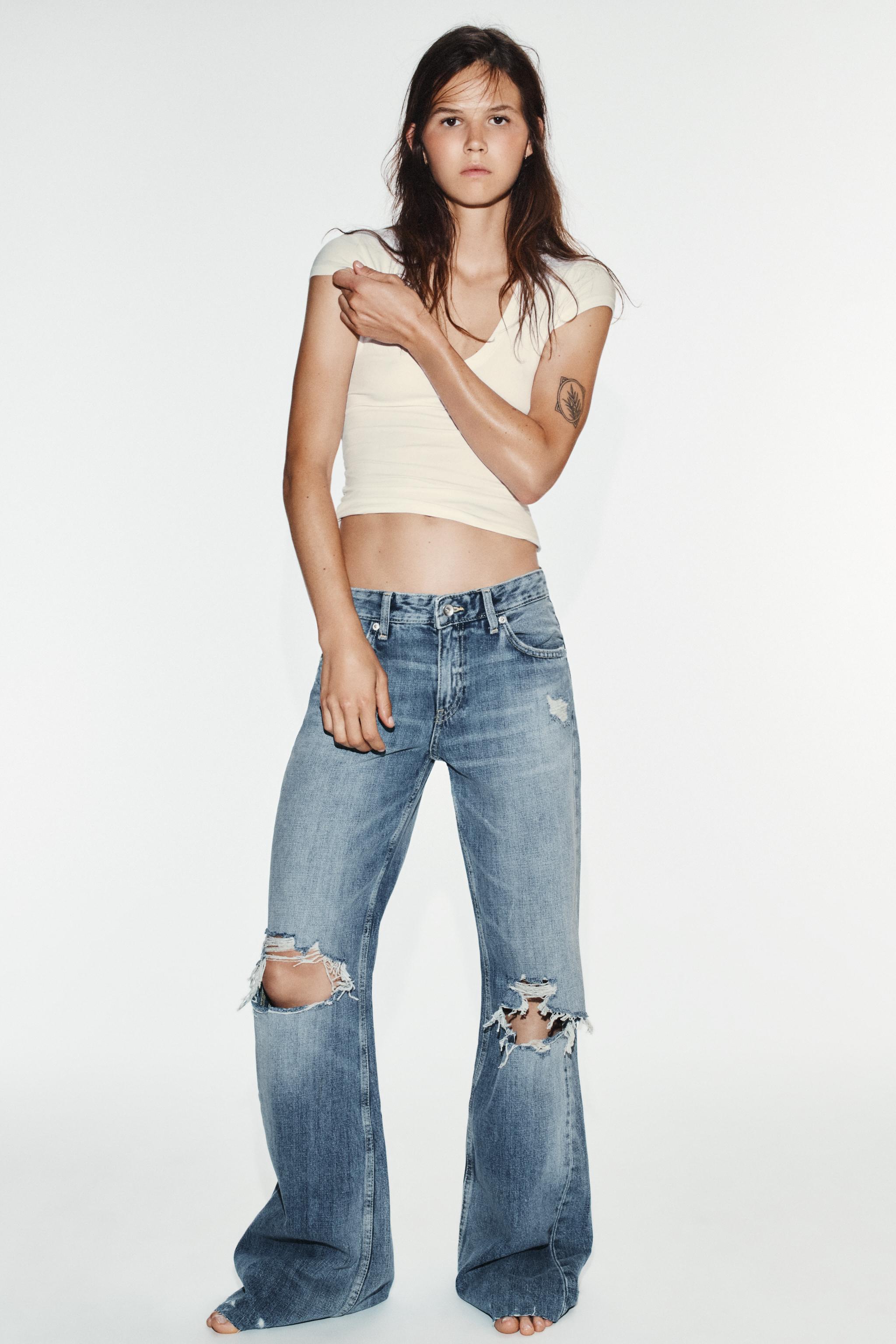 TRF MID-RISE DISTRESSED FLARE JEANS