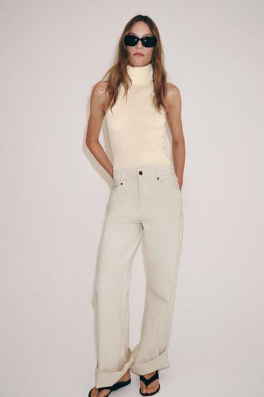 ZW COLLECTION HIGH-WAIST WIDE-LEG JEANS - Ecru by Zara