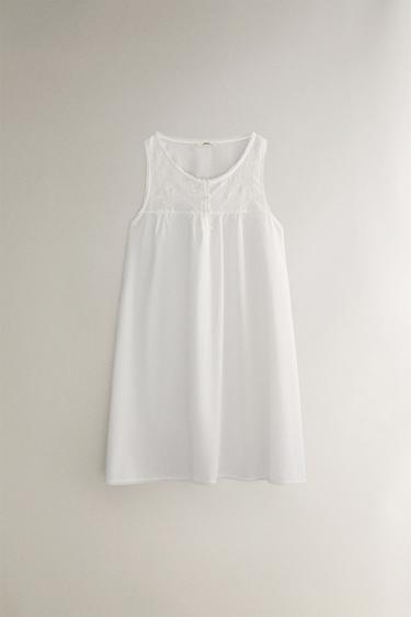 EMBROIDERED COTTON NIGHTDRESS - Oyster-white by Zara - Image 0