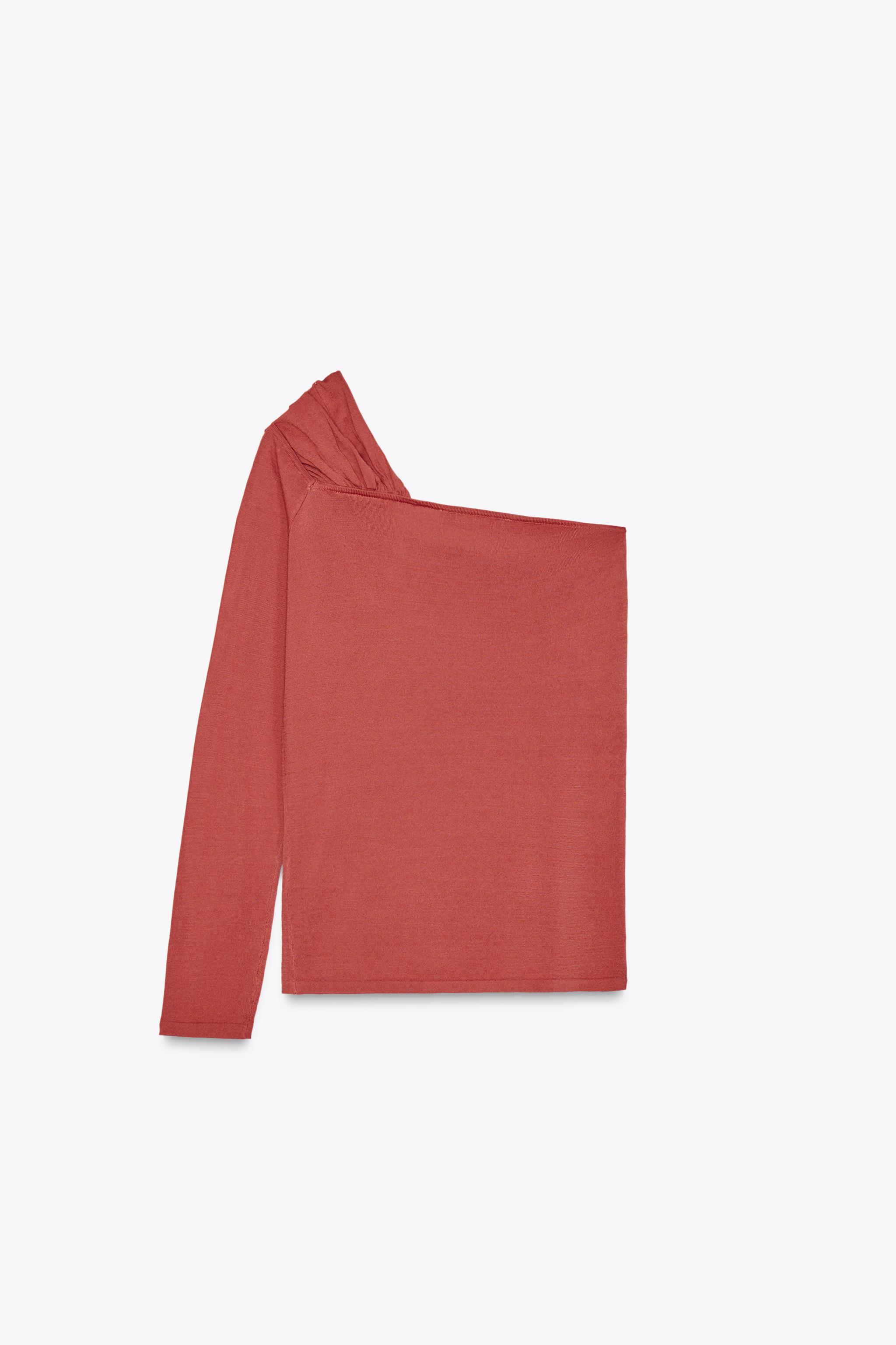 DRAPED KNIT ASYMMETRIC TOP - Terracotta | ZARA United States