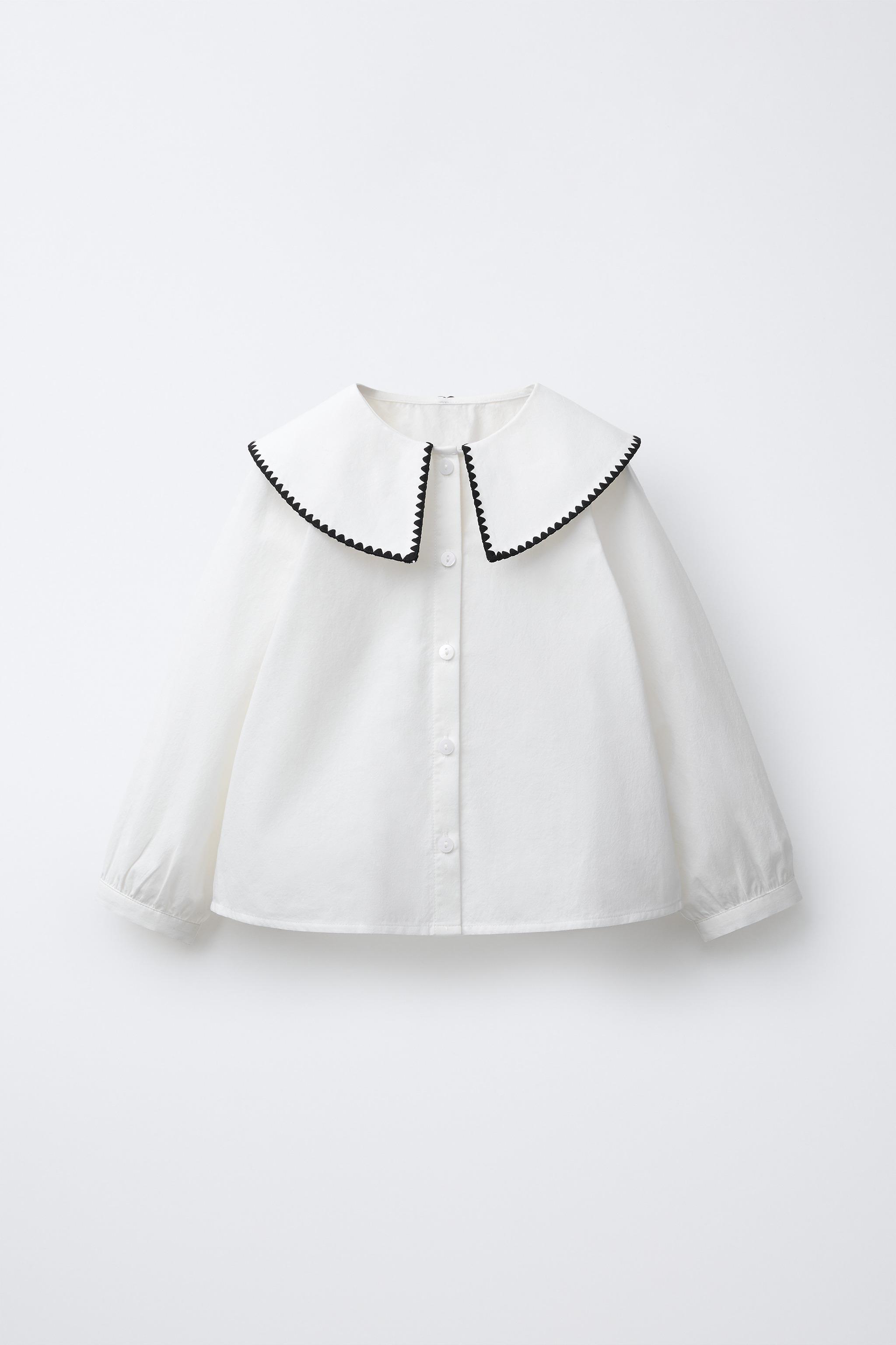EMBROIDERED PETER PAN COLLAR BLOUSE