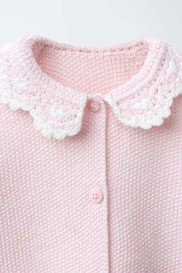 GILET EN MAILLE COL CROCHET - Rose craie de Zara - Image 2