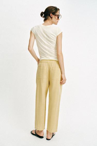 ELASTIC WAIST TROUSERS - Mid-yellow by Zara - Image 4