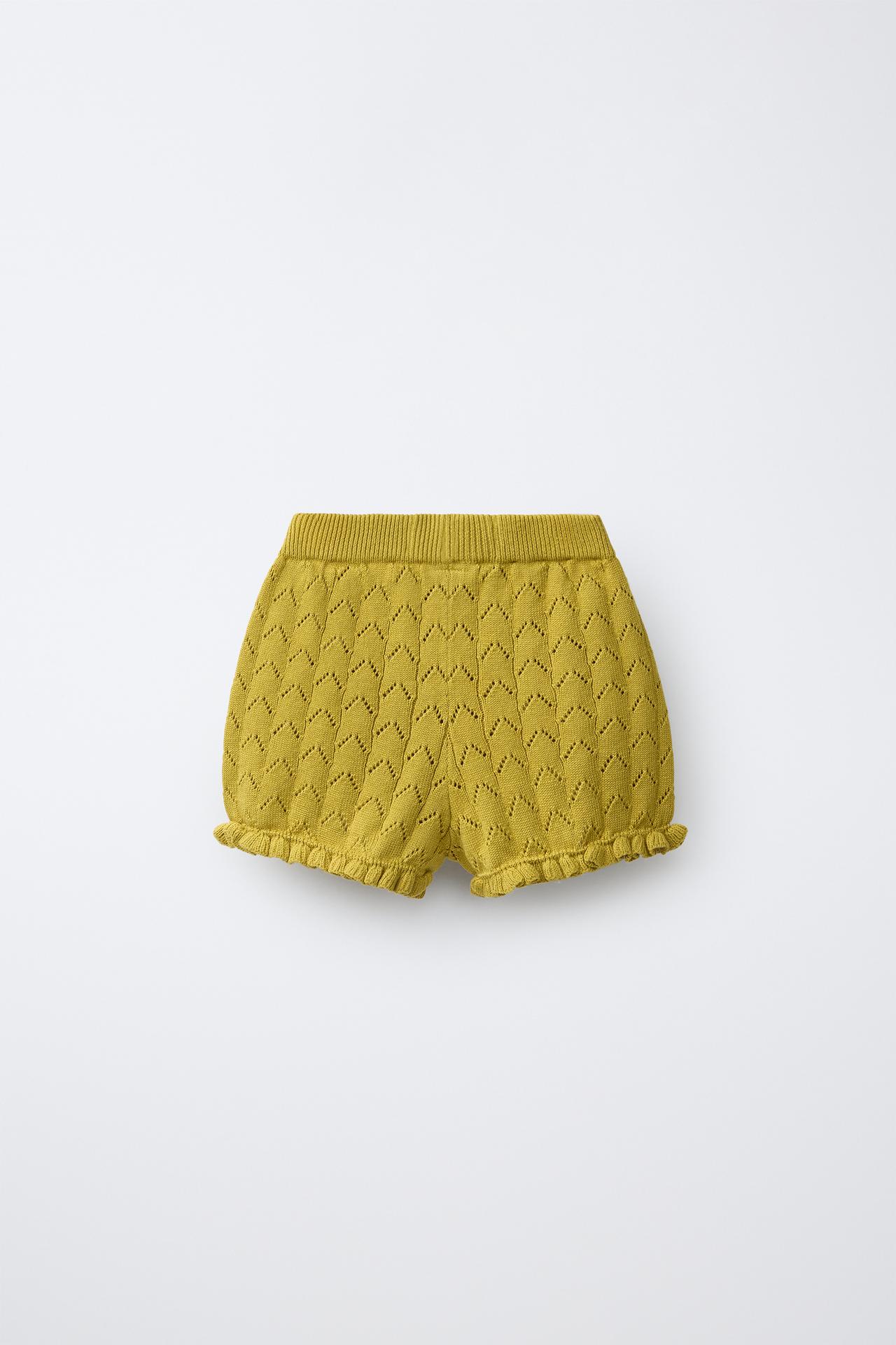 COTTON LINEN EMBROIDERED KNIT SHORTS — Oil