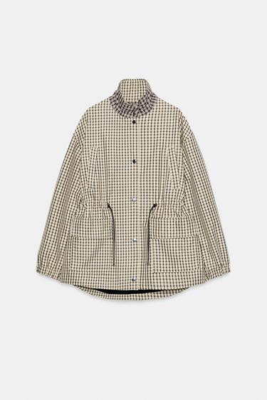 VESTE À CARREAUX COL MONTANT - Blanc cassé de Zara - Image 11