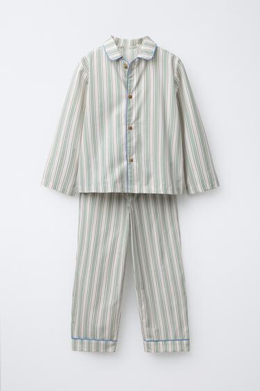 6-14 YEARS/ STRIPED SHIRT AND TROUSERS PYJAMAS - Green by Zara