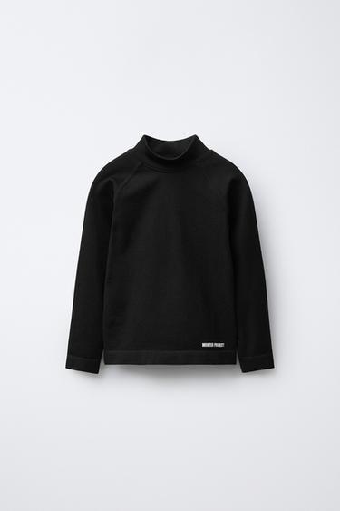 CAMISETA RIB TEXTO RELIEVE - Negro de Zara