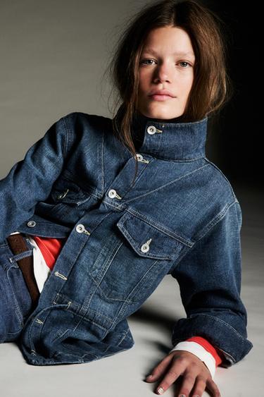 DENIM JACKET WITH DRAWSTRING — Indigo 3