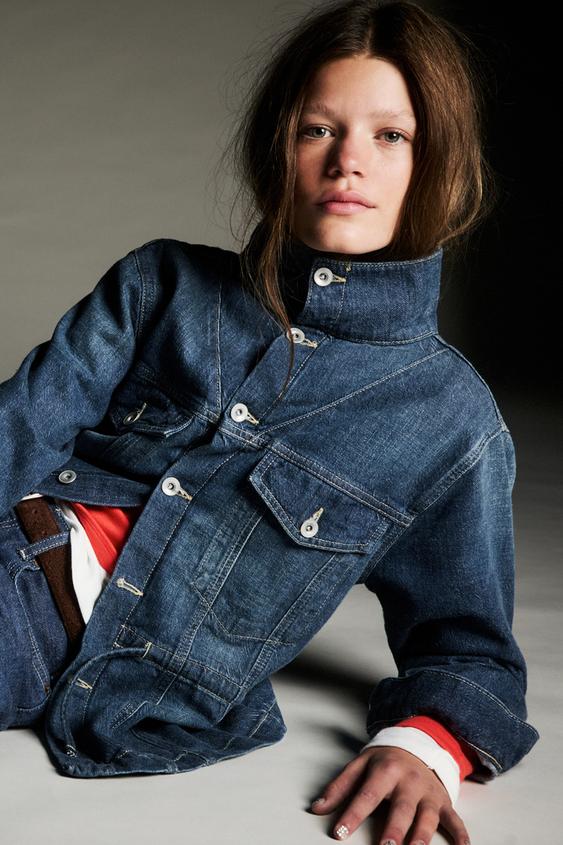 DENIM JACKET WITH DRAWSTRINGS - Indigo by Zara - Image 0