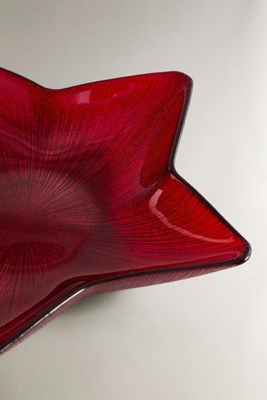 GLASS CHRISTMAS STAR BOWL - Red by Zara - Image 1
