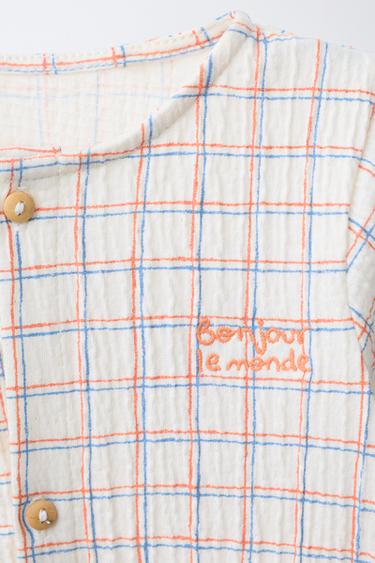 CHECK EMBROIDERED ROMPER - White by Zara - Image 2