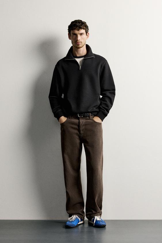 BASIC QUARTER-ZIP SWEATSHIRT - Black by Zara - Image 0