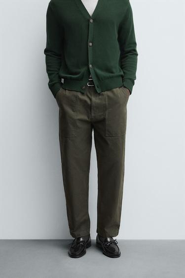 Zara 刷色直筒長褲 - 深卡其色