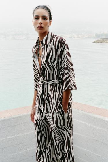 Animal Print Camisa Oversize Fluida Zara Camisas De Mujer Oversize