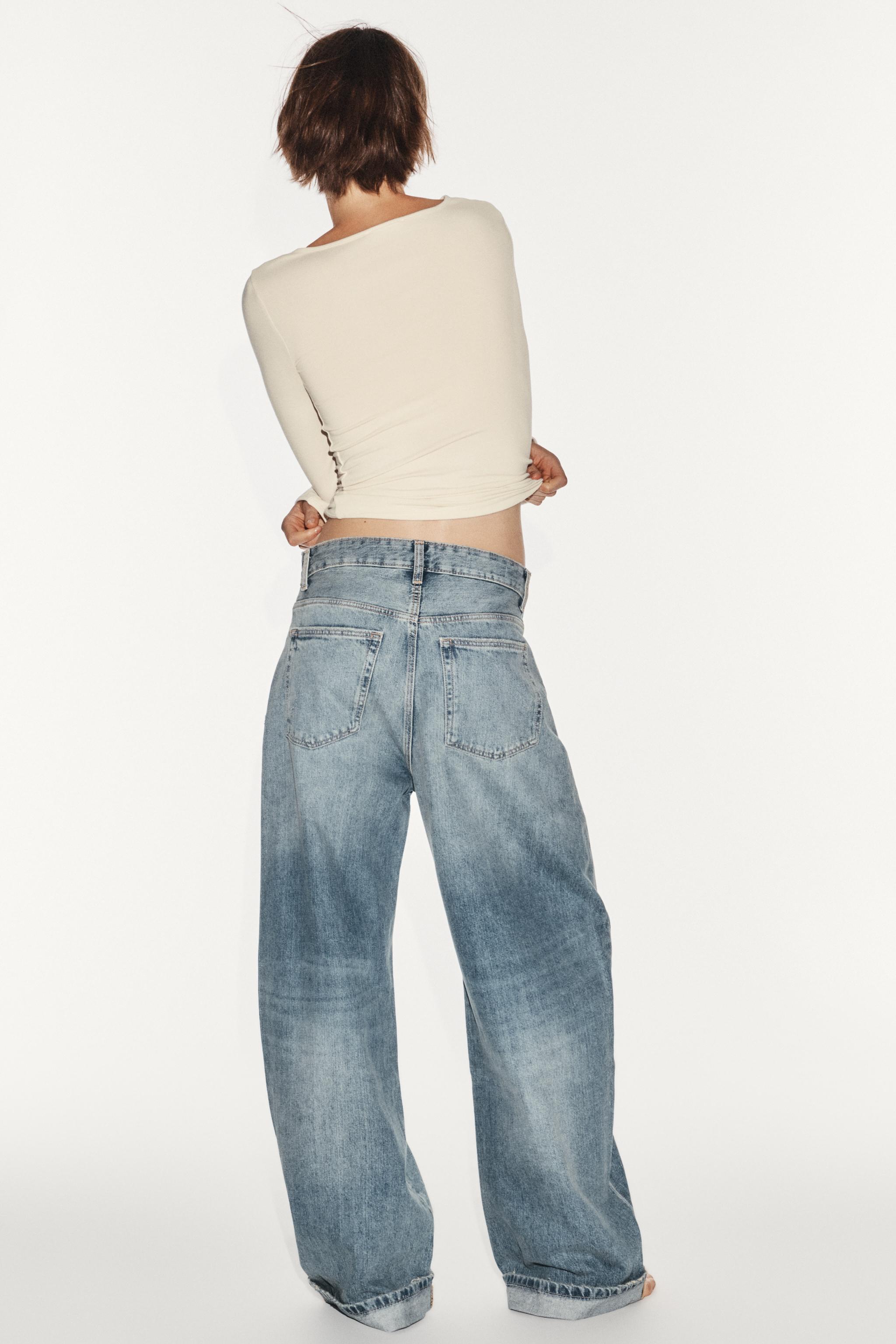 TRF MID-RISE BAGGY FOLDED JEANS
