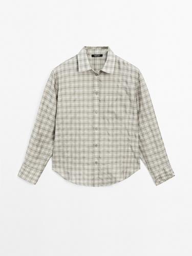 Zara Flowing 100% cupro check shirt - Gray