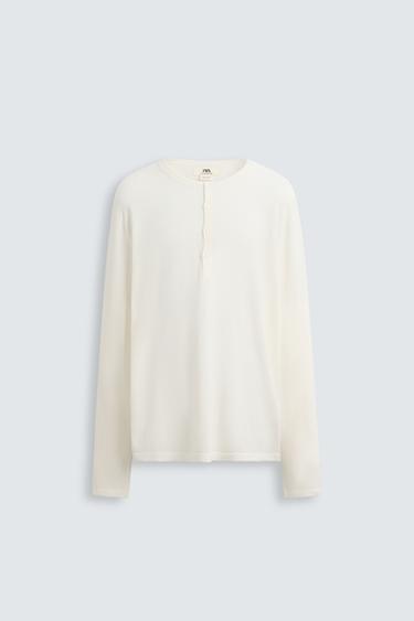 CAMISETA PUNTO CUELLO BOTONES LIMITED EDITION - Crudo de Zara