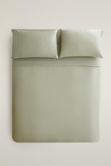SATEEN DUVET COVER (300 THREAD COUNT) - Green by Zara