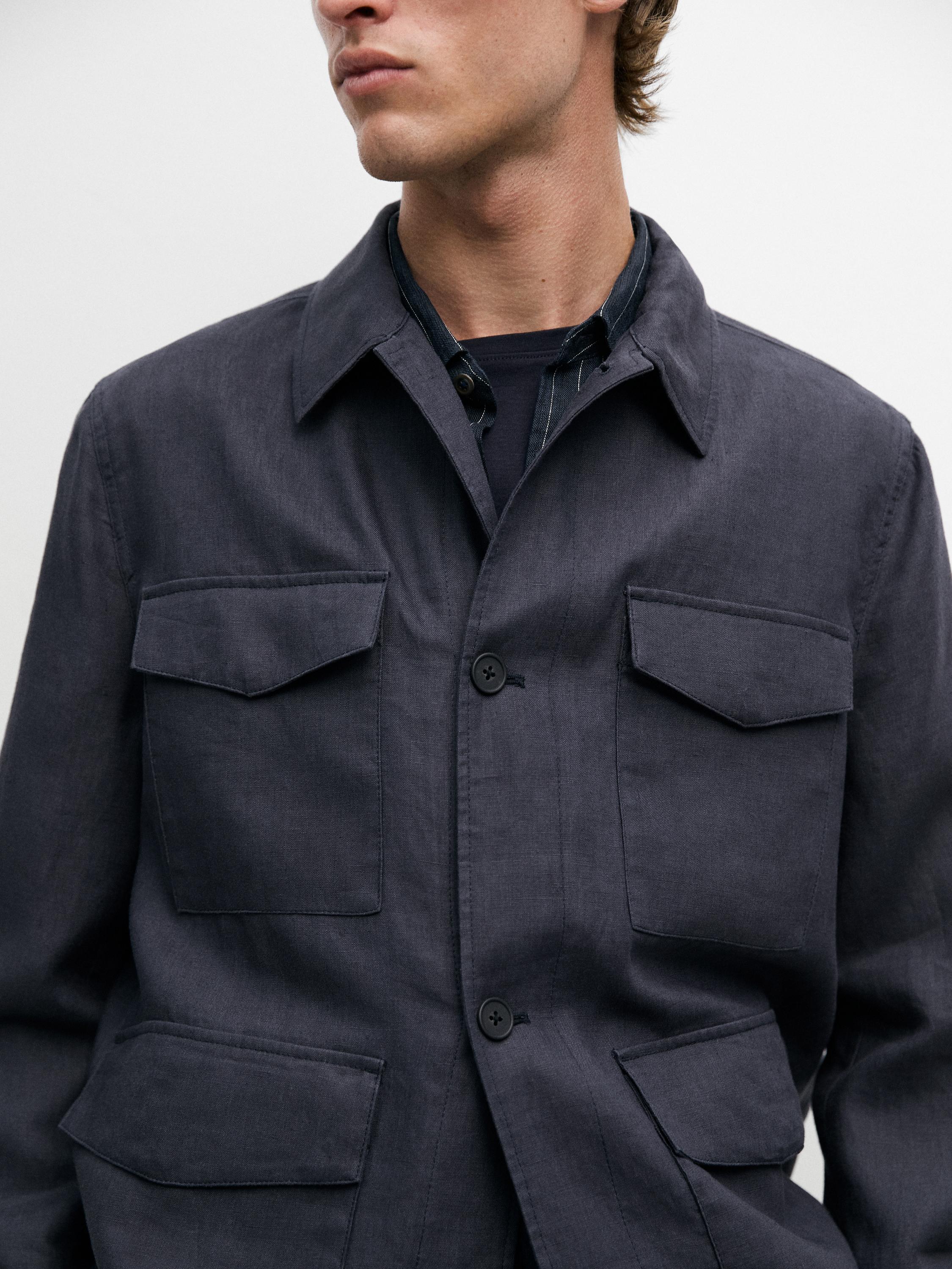 Lightweight linen jacket with pockets