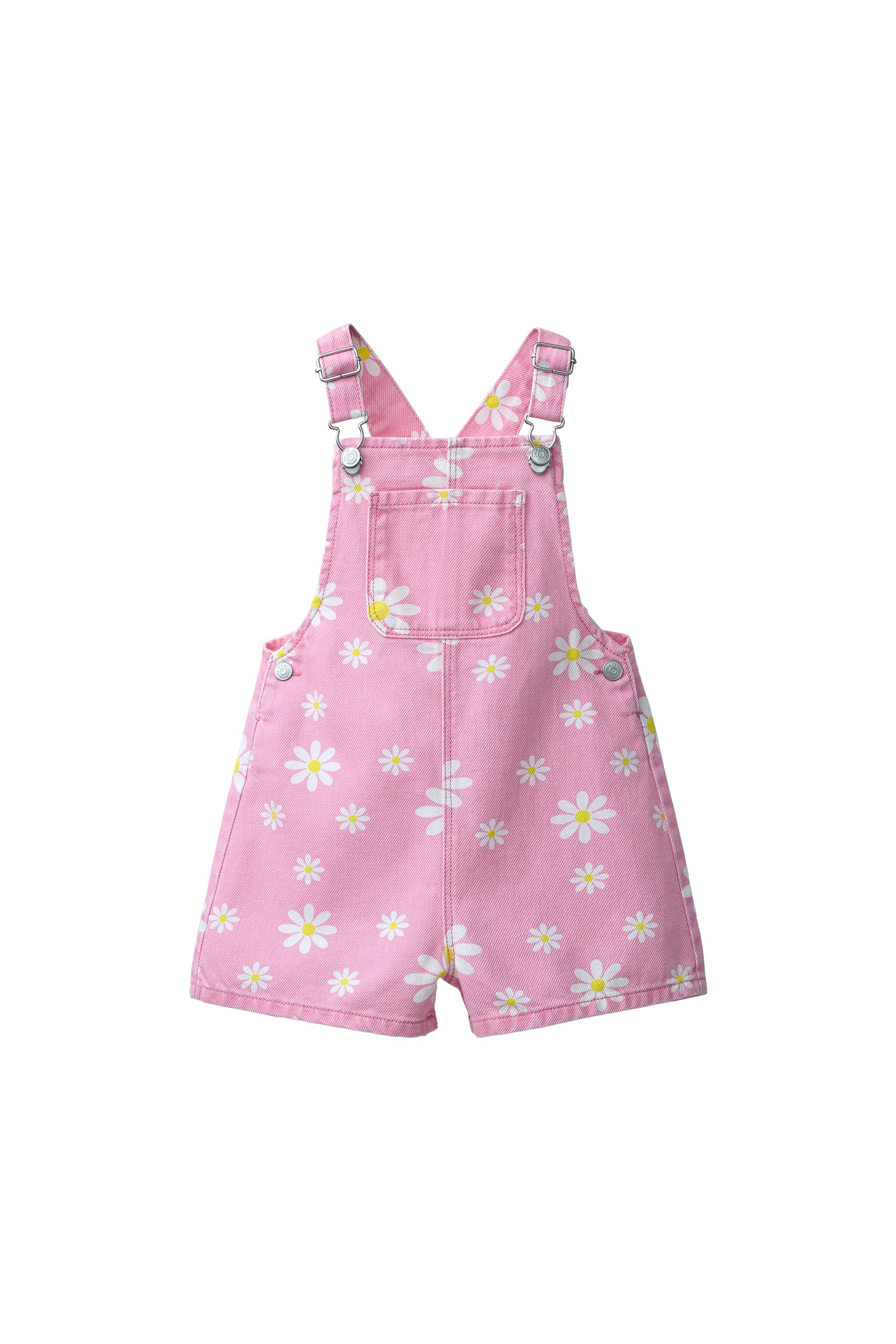 花柄ツイルショートオーバーオール - ピンク | ZARA Japan / 日本