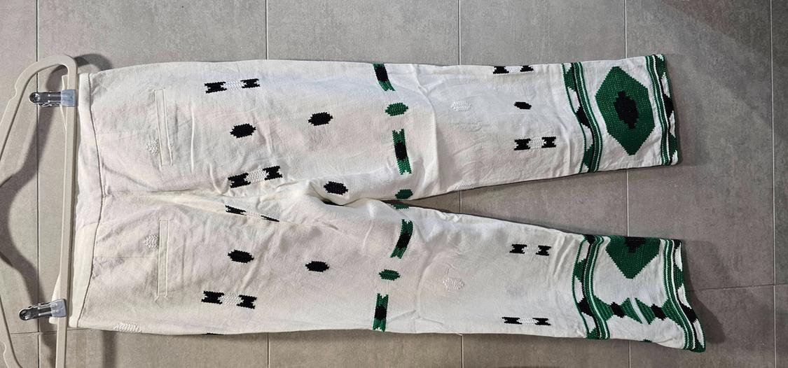 LINEN BLEND EMBROIDERED TROUSERS - Image 2