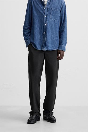 CALÇA STRAIGHT FIT CINTURA JOGGER - Cinza-antracito da Zara