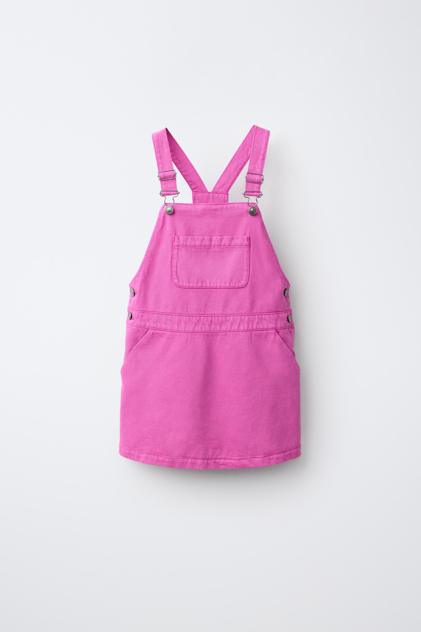 Детские платья Zara Twill Pocket Pinafore, цвет: Фуксия