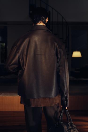 Zara 人造皮革夾克 - 勃艮第酒紅色