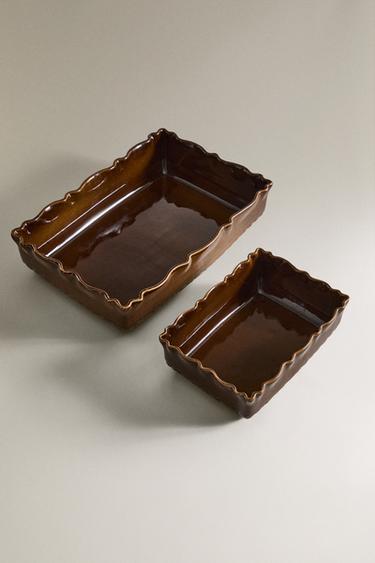 TEXTURED STONEWARE OVEN SERVING DISH - Dark brown by Zara - Image 1