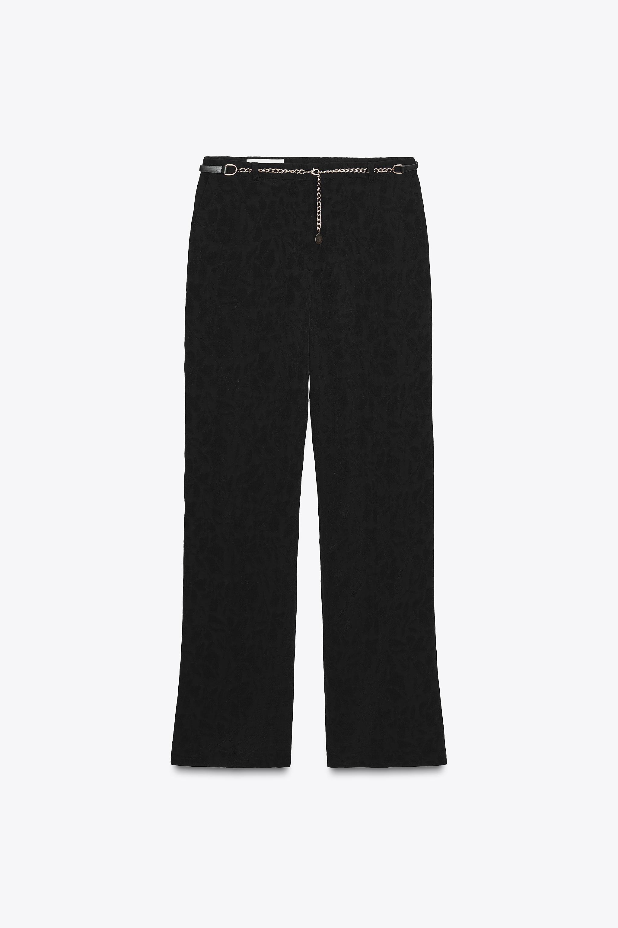 ジャカード チェーンベルト付きパンツ - ブラック | ZARA Japan / 日本