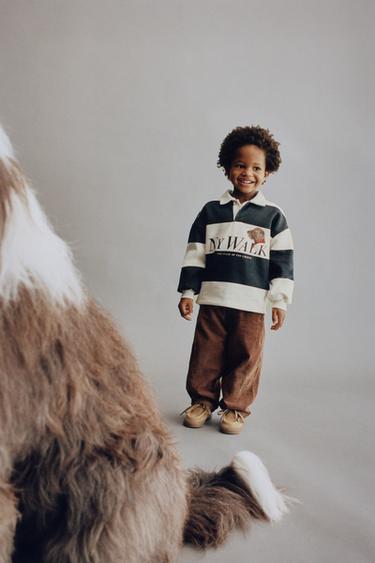 POLO RAYAS ESTAMPADO PERRO - Gris de Zara