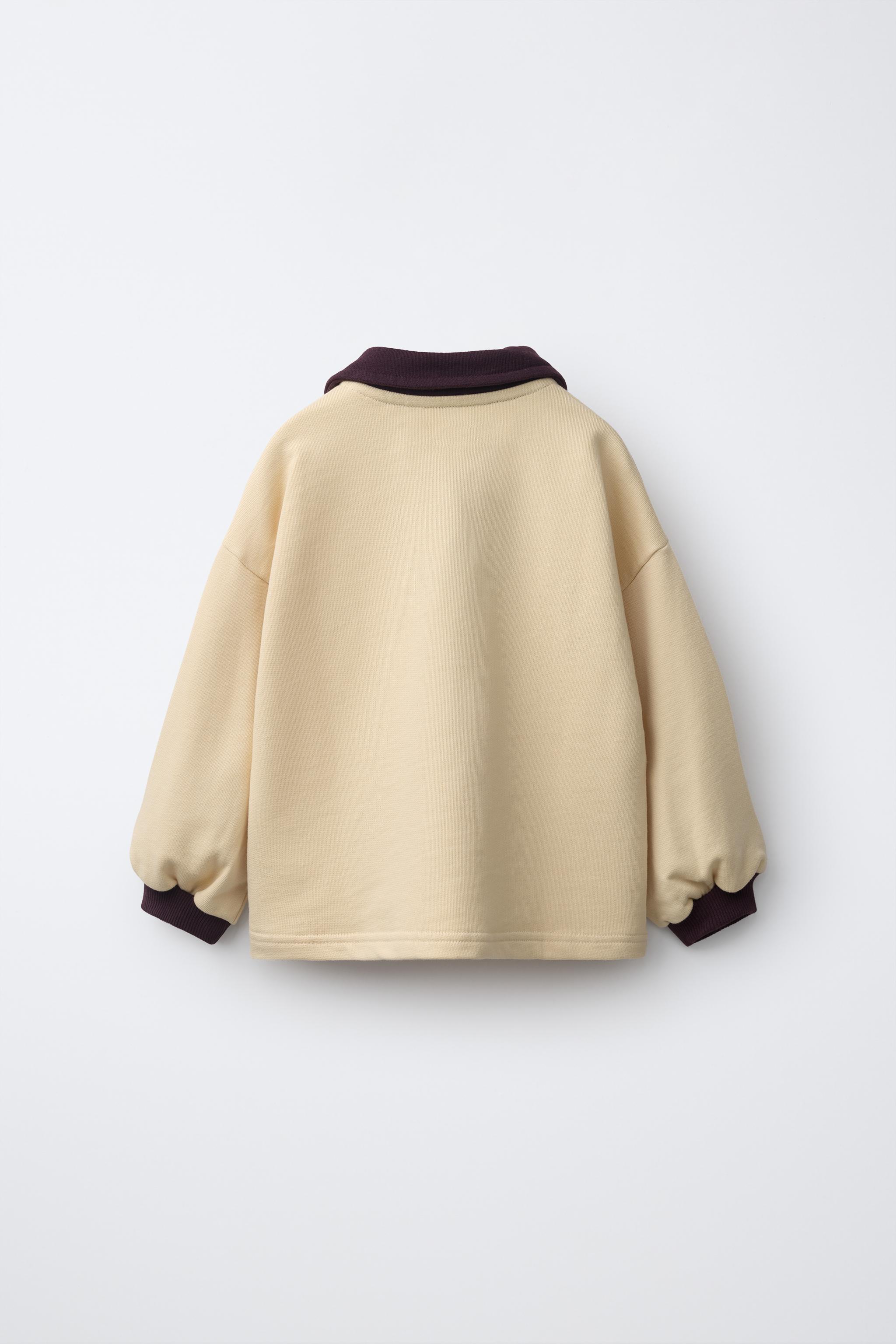 ZARA TIMELESS - CONTRAST POLO COLLAR SWEATSHIRT
