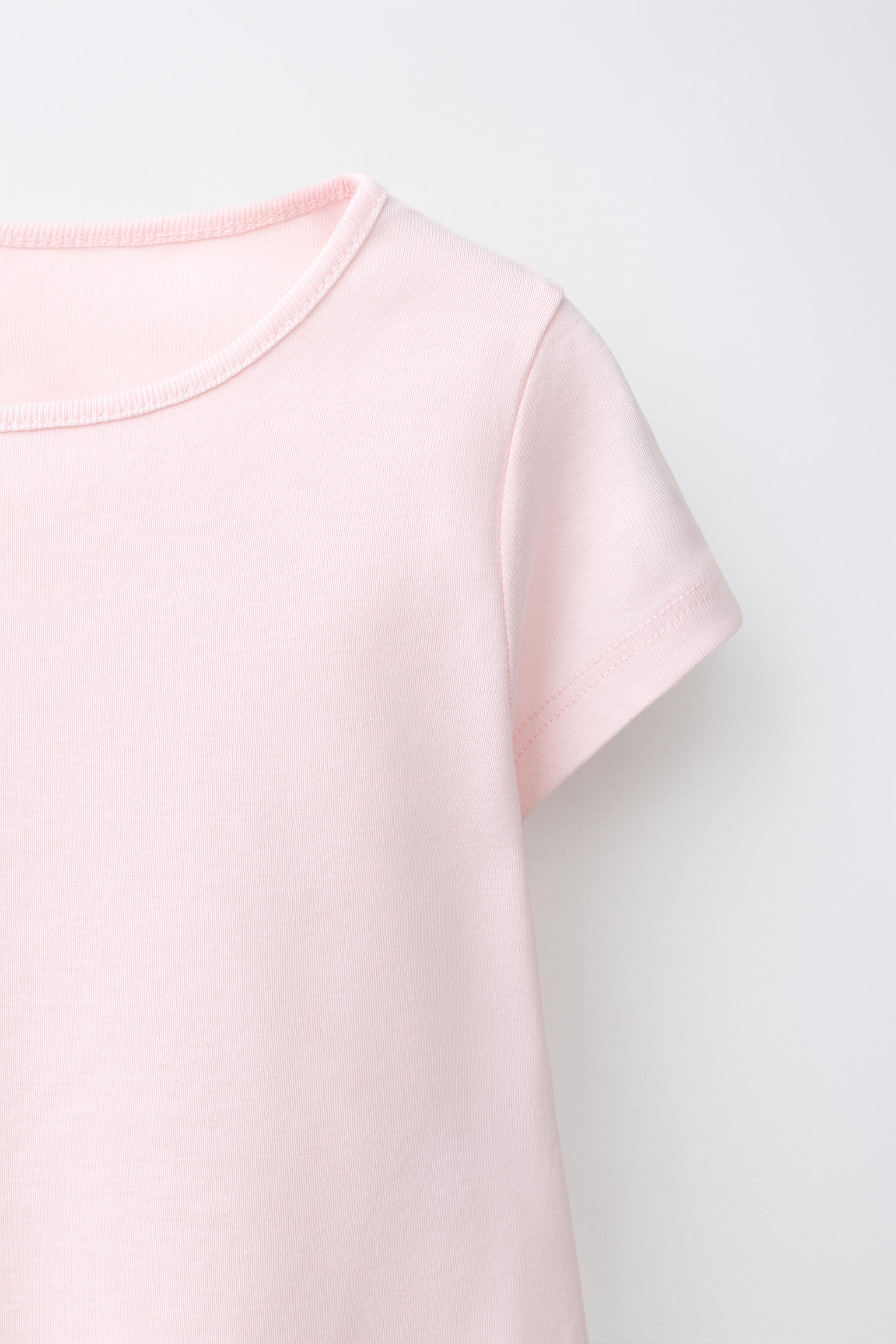 Детские футболки Zara LACE HEM PLAIN T-SHIRT — фото 3