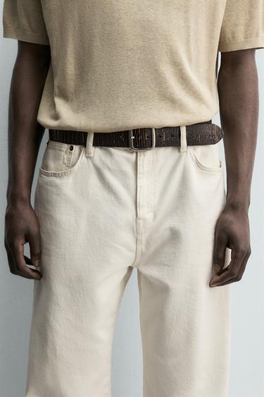 ქამარი განიერი კრაკელური ტყავი - Zara-ს Black - სურათი 0