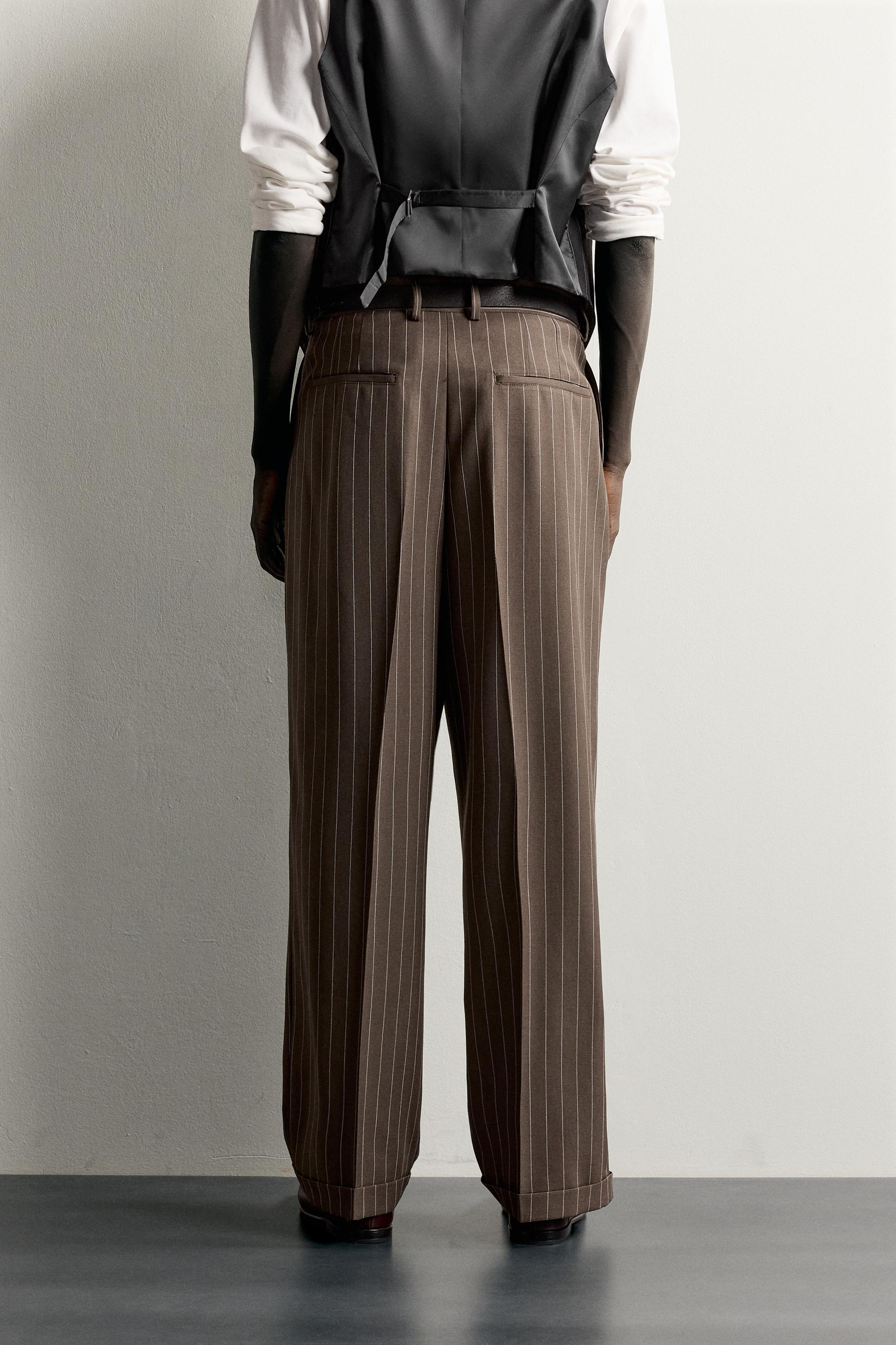 Pinstripe Pleated Pants