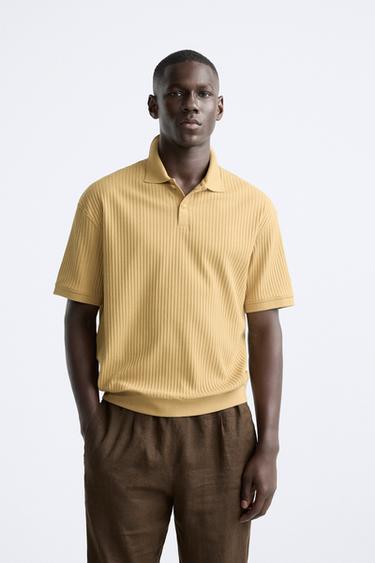 TEXTURED POLO SHIRT - Ochre by Zara