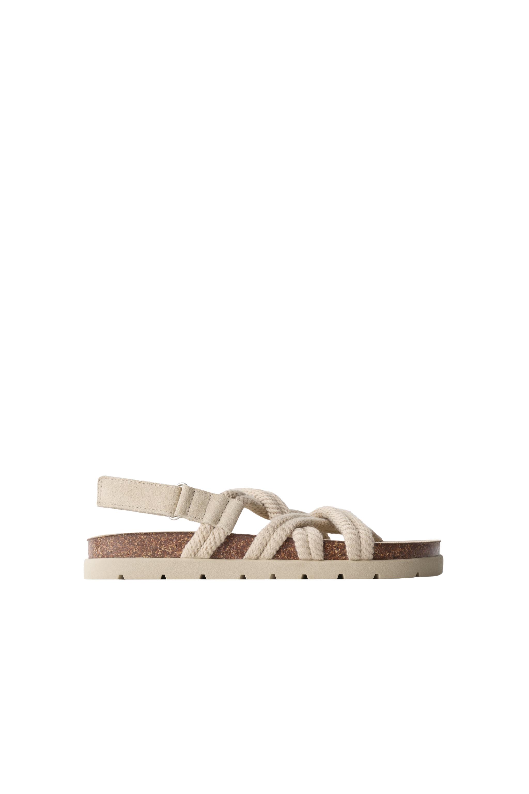 ROPE DESIGN LEATHER SANDALS — Sandy Brown