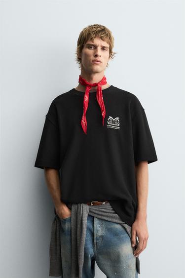 SWEATSHIRT WITH CONTRAST PRINTS - Black by Zara