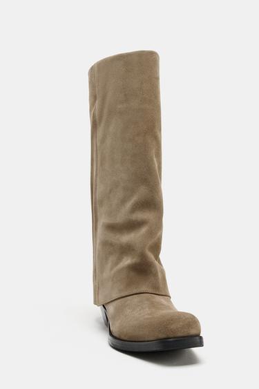 BOTTES EN CROÛTE DE CUIR - Marron de Zara - Image 4