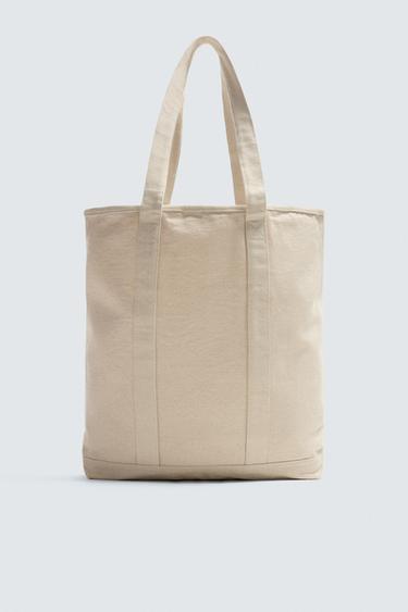 BOLSO SHOPPER TEJIDO - Blanco Crudo de Zara