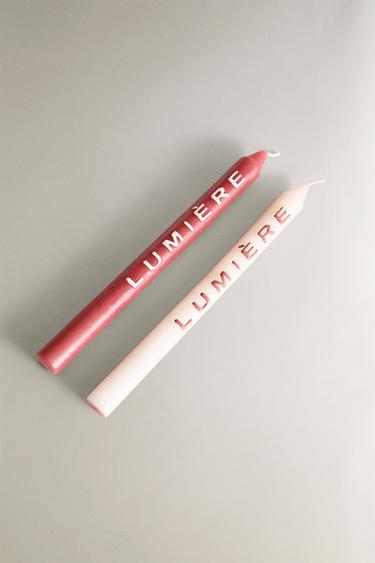 PACK OF LONG LUMIÈRE CANDLES (PACK OF 2) - Pinks by Zara - Image 1